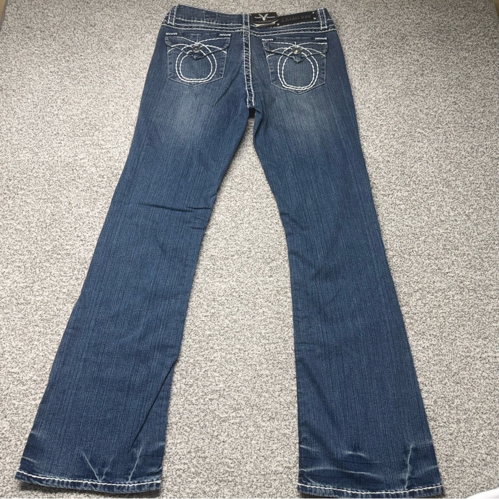 NWT Women’s LA Idol Dark Blue Wash Bootcut Jeans Embellished Pockets Sz 11x33 - Picture 3 of 9
